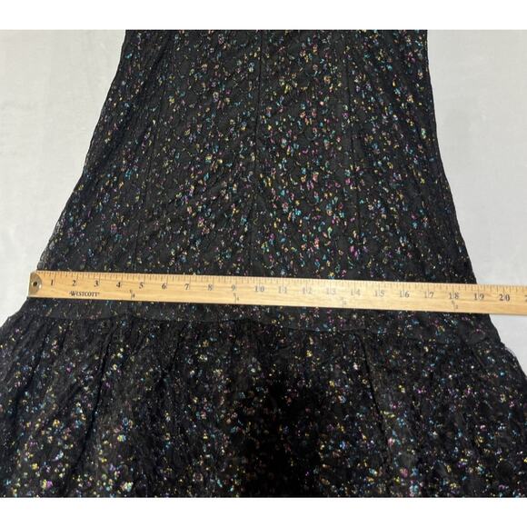 Faeriesty Tiered Lace Tulle Gown XL Black Rainbow Sparkle Fairy Whimsy Goth Prom - Picture 8 of 15